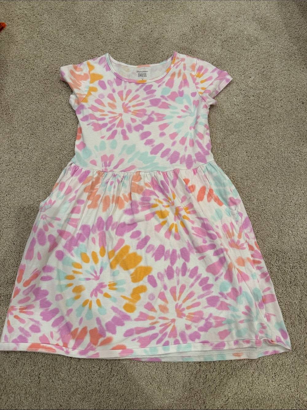jumping beans Tie-Dye Short Sleeve Dress - Pink, Orange & Mint